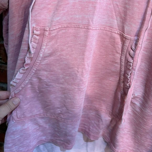 Jane + Delancey womens hooded short sleeve ruffle pullover tunic pink 2XL - Picture 2 of 5